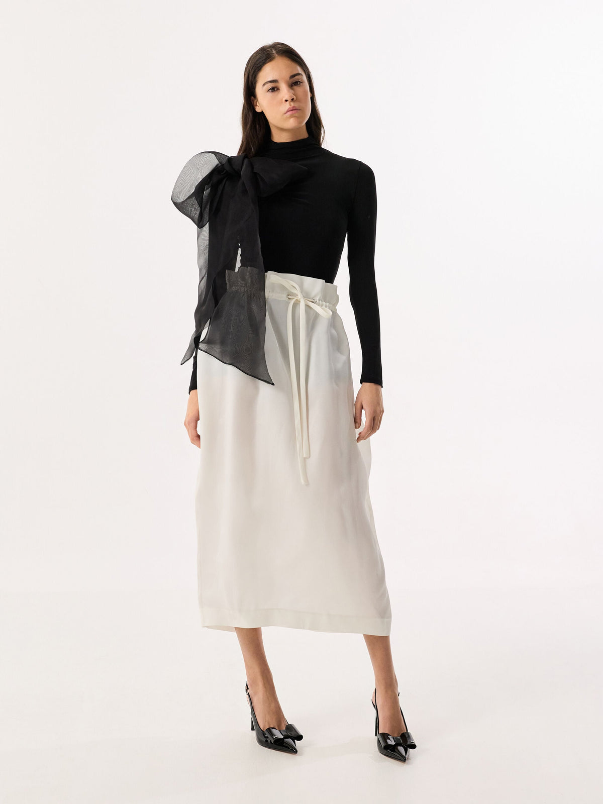 CHARLES & KEITH New | Lu Patent Leather Bow Slingback Pumps - Black Patent