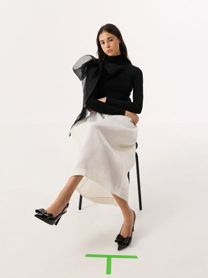 CHARLES & KEITH New | Lu Patent Leather Bow Slingback Pumps - Black Patent