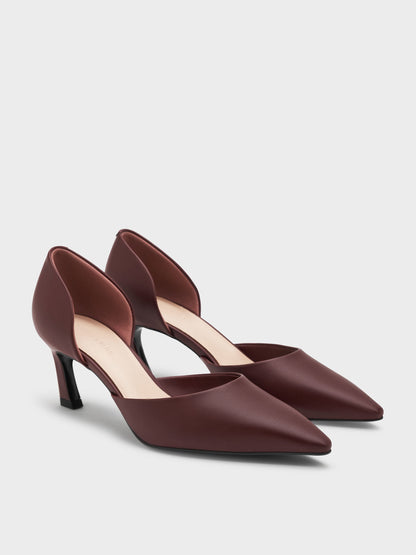 CHARLES & KEITH Essential | Kerra Pointed D'Orsay Pumps - Burgundy