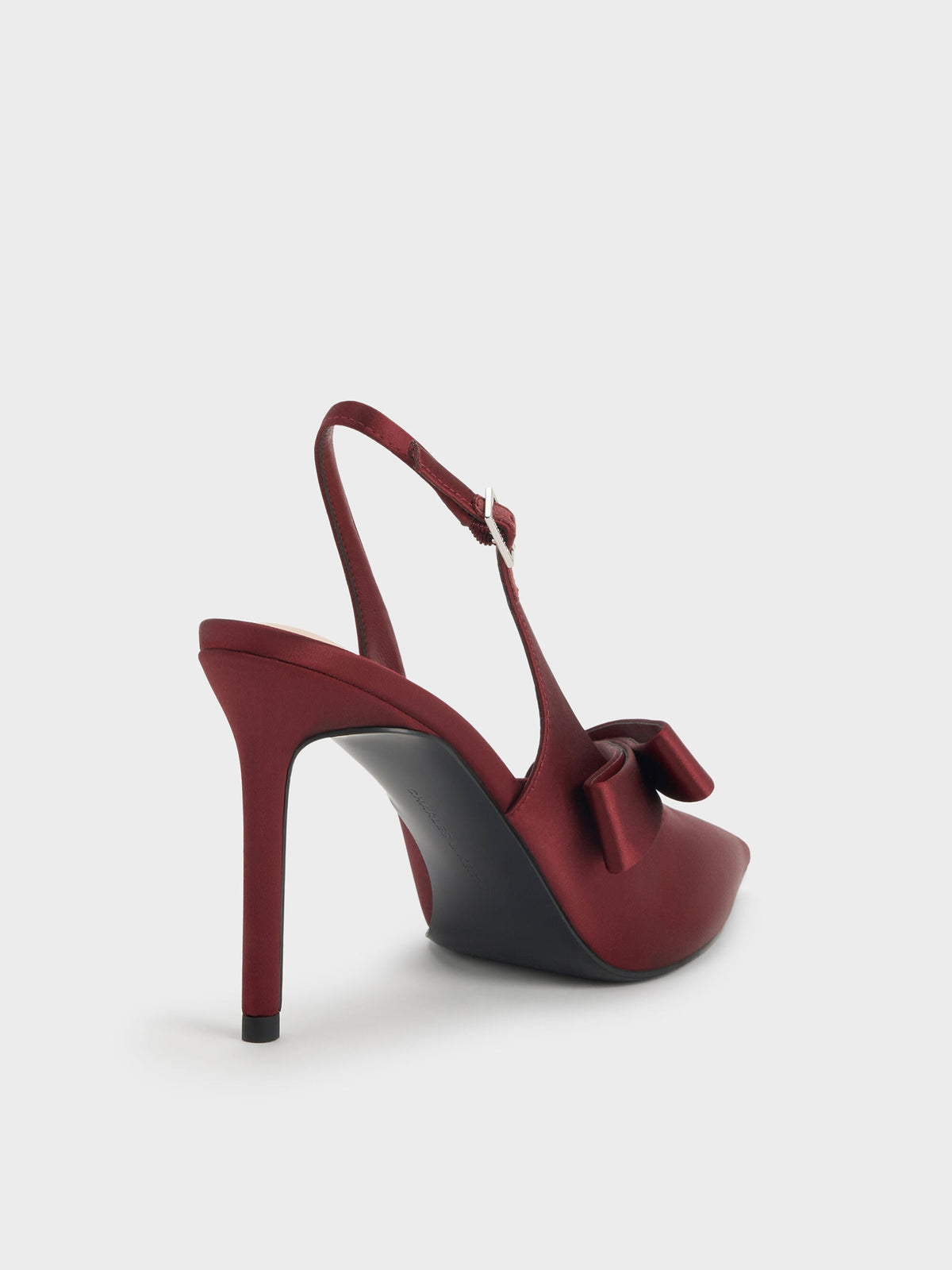 CHARLES & KEITH Exclusive | Satin Pleated-Strap Slingback Pumps - Red