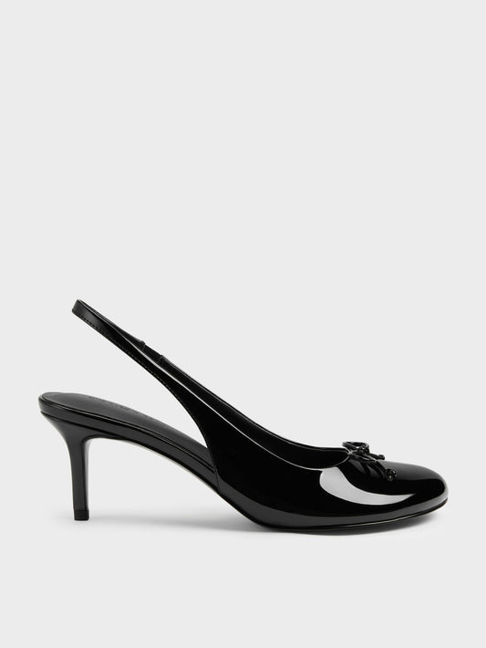 CHARLES & KEITH Best Price | Imani Patent Asymmetric Slingback Pumps - Black Patent