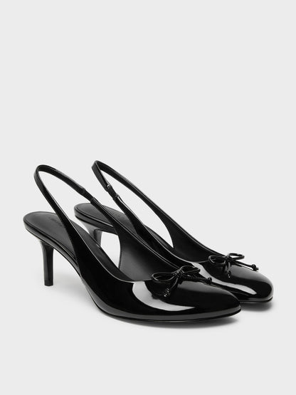 CHARLES & KEITH Best Price | Imani Patent Asymmetric Slingback Pumps - Black Patent