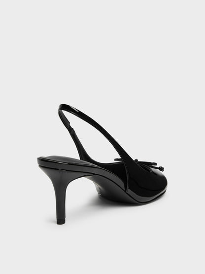 CHARLES & KEITH Best Price | Imani Patent Asymmetric Slingback Pumps - Black Patent