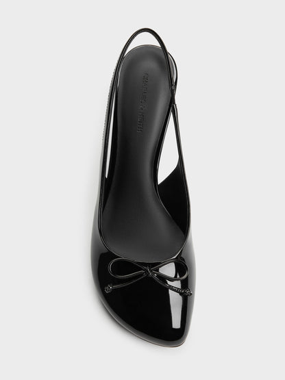 CHARLES & KEITH Best Price | Imani Patent Asymmetric Slingback Pumps - Black Patent