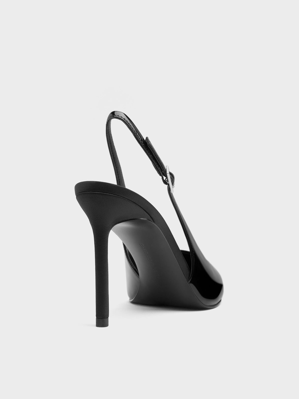 CHARLES & KEITH Essential | Patent Pointed Slingback Pumps - Black Patent
