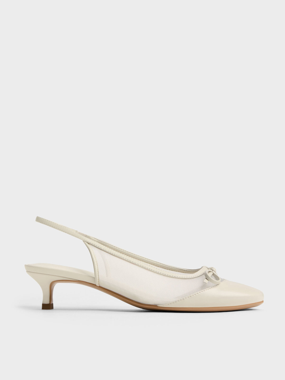 CHARLES & KEITH New | Mulligan Mesh Bow Slingback Pumps - Chalk
