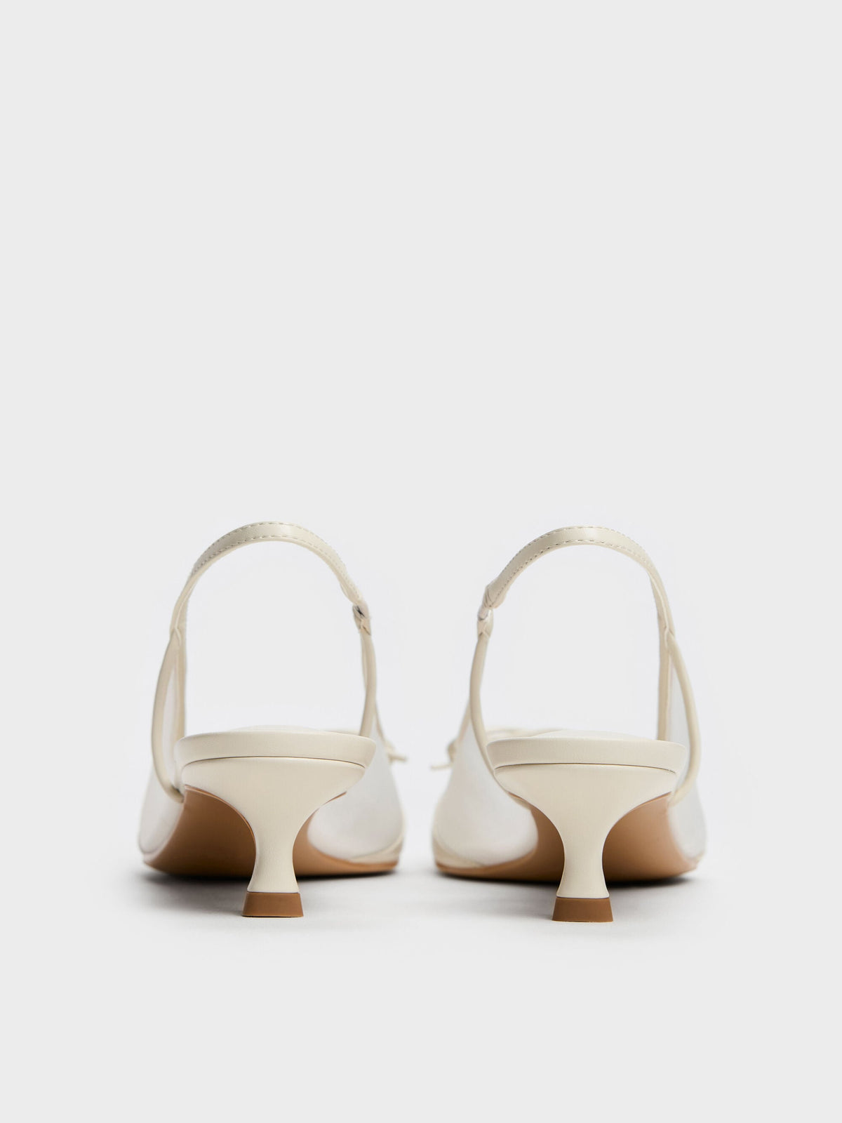 CHARLES & KEITH New | Mulligan Mesh Bow Slingback Pumps - Chalk