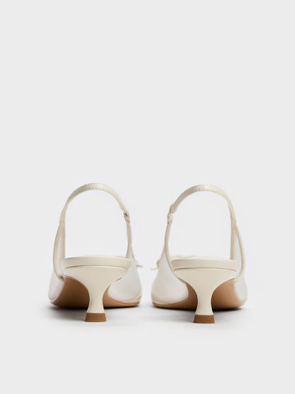 CHARLES & KEITH New | Mulligan Mesh Bow Slingback Pumps - Chalk