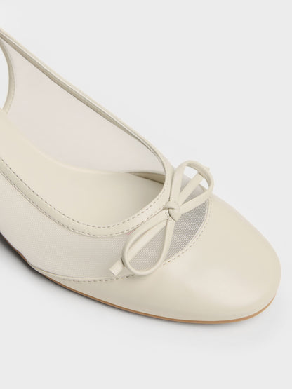 CHARLES & KEITH New | Mulligan Mesh Bow Slingback Pumps - Chalk