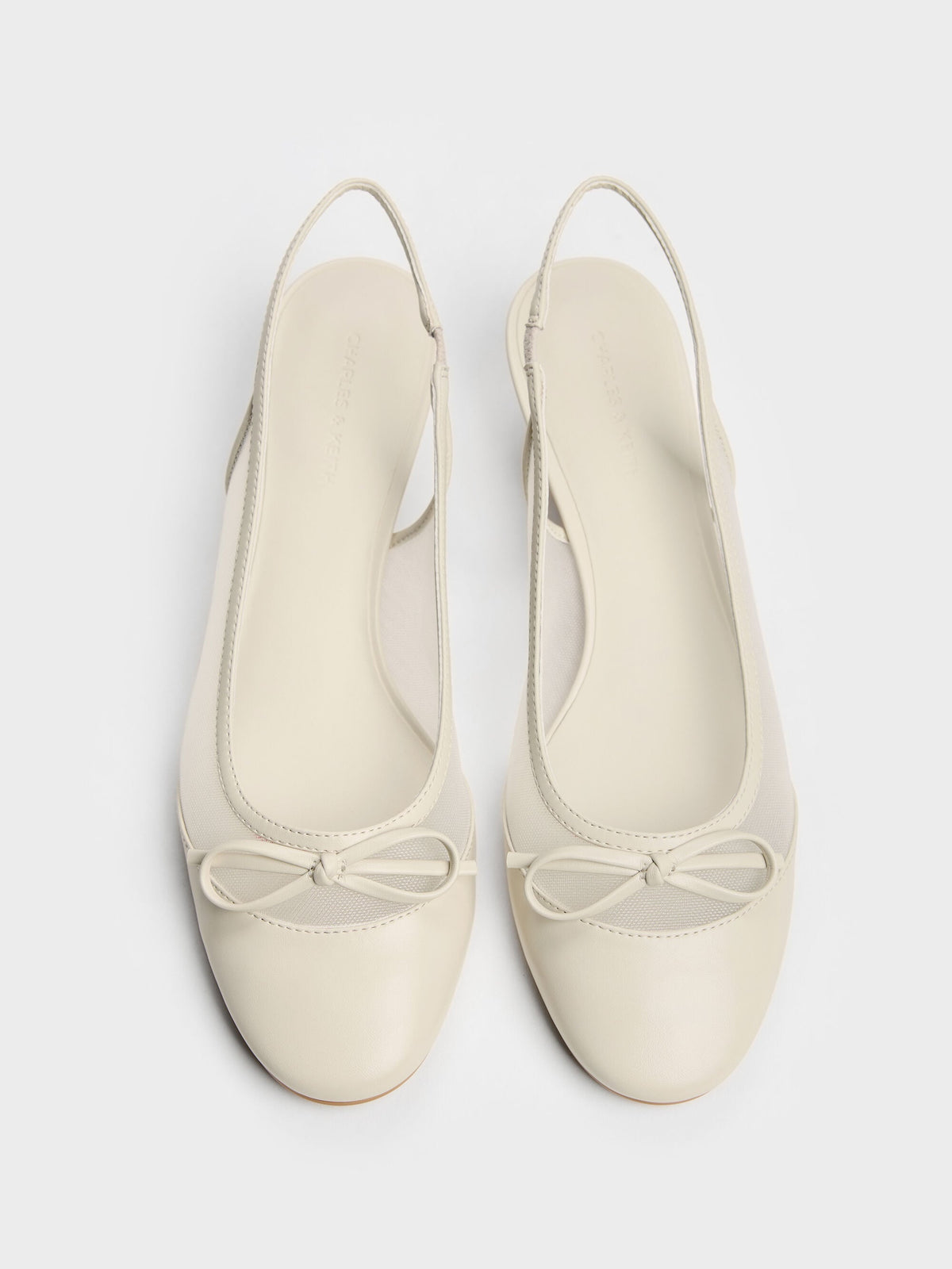 CHARLES & KEITH New | Mulligan Mesh Bow Slingback Pumps - Chalk