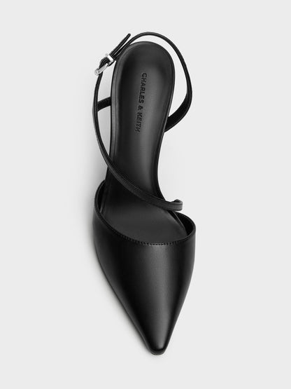 CHARLES & KEITH Value | Cordelia Pointed Slingback Pumps - Black