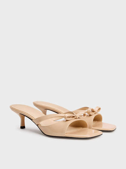 CHARLES & KEITH Smart Buy | Kaleen Patent Kitten-Heel Mules - Nude
