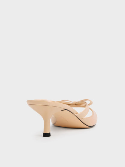 CHARLES & KEITH Smart Buy | Kaleen Patent Kitten-Heel Mules - Nude