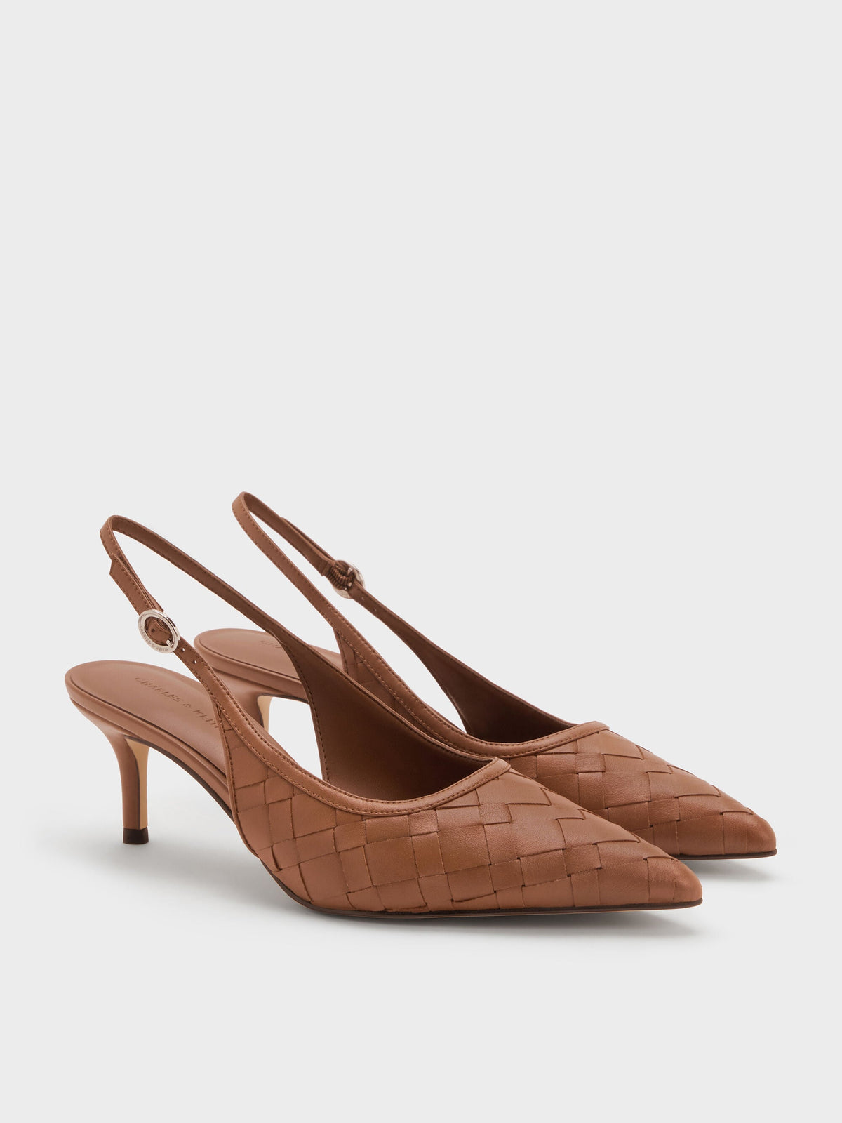 CHARLES & KEITH Essential | Ivette Woven Pointed Slingback Pumps - Brown