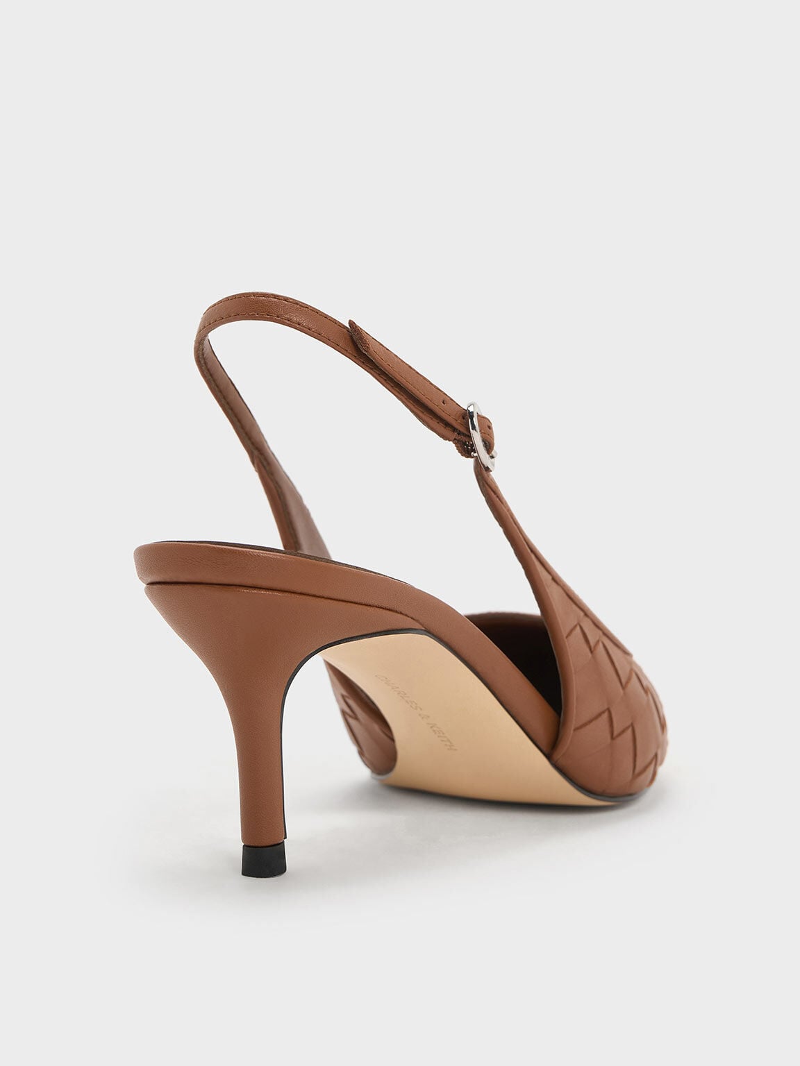 CHARLES & KEITH Essential | Ivette Woven Pointed Slingback Pumps - Brown