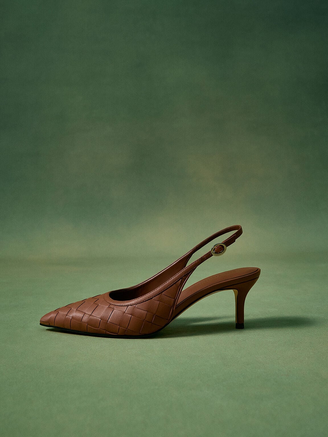 CHARLES & KEITH Essential | Ivette Woven Pointed Slingback Pumps - Brown