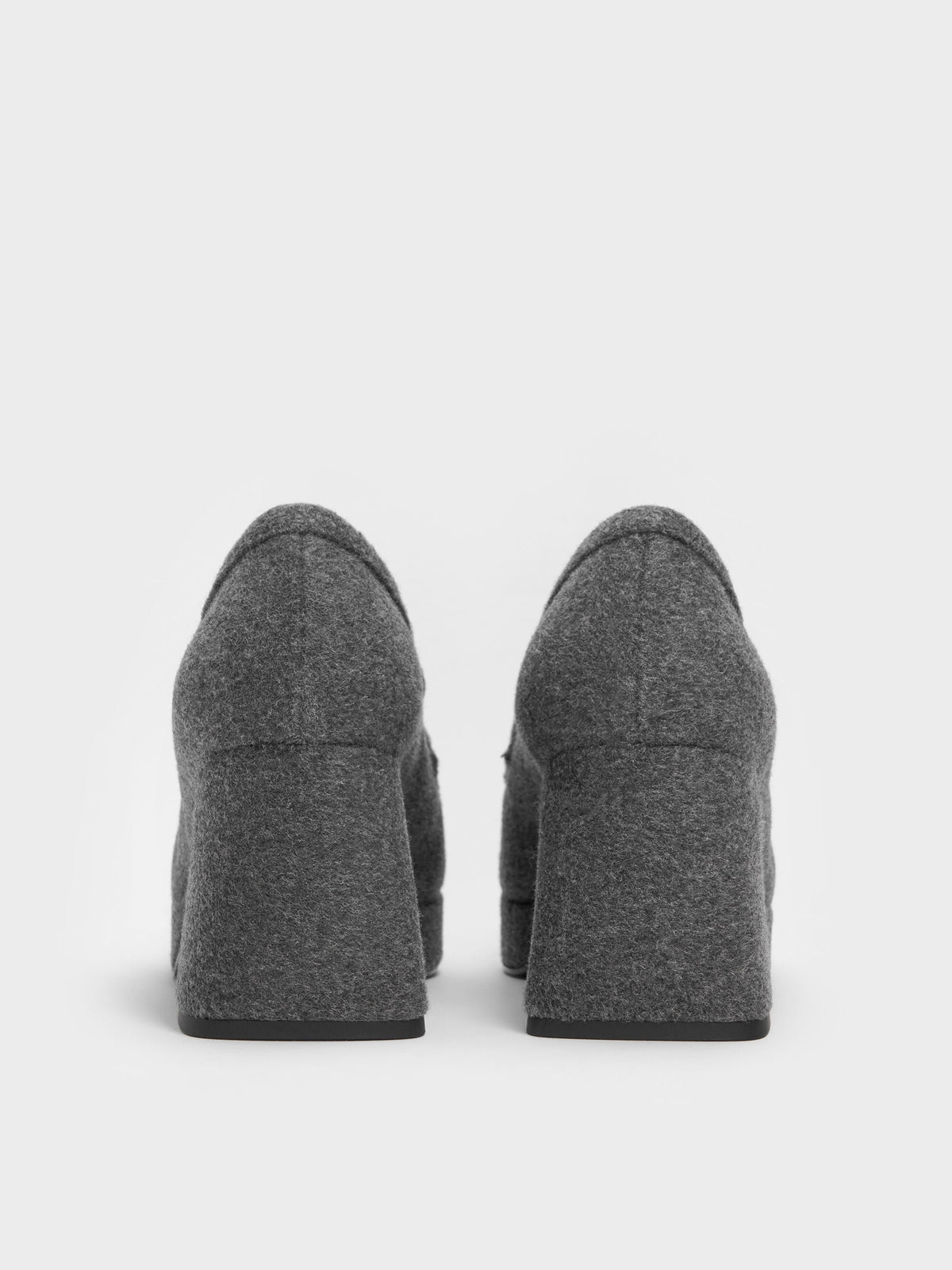 CHARLES & KEITH Trending | Felt Platform Penny Loafer Pumps - Grey