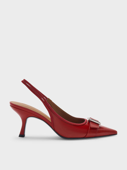 CHARLES & KEITH Featured | Anita Buckled Pointed Slingback Pumps - Red
