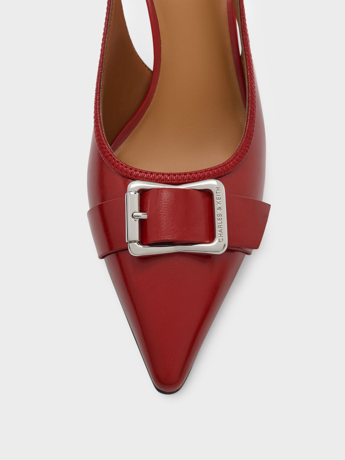 CHARLES & KEITH Featured | Anita Buckled Pointed Slingback Pumps - Red