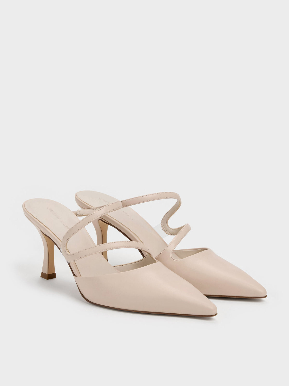 CHARLES & KEITH Quality | Arden Pointed Wavy Heeled Mules - Light Pink