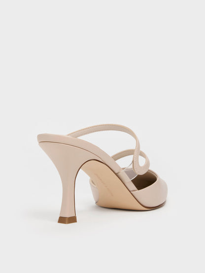 CHARLES & KEITH Quality | Arden Pointed Wavy Heeled Mules - Light Pink