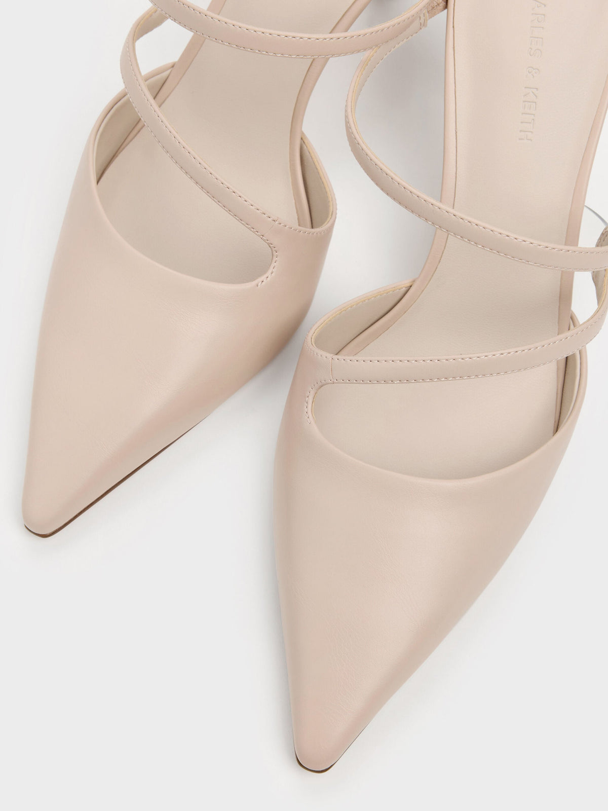 CHARLES & KEITH Quality | Arden Pointed Wavy Heeled Mules - Light Pink