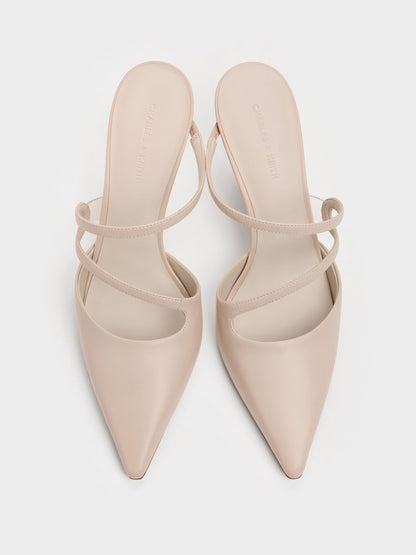 CHARLES & KEITH Quality | Arden Pointed Wavy Heeled Mules - Light Pink