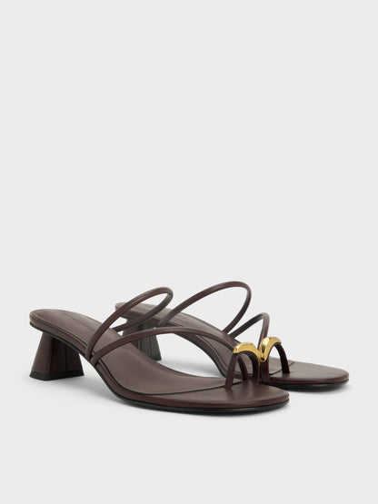 CHARLES & KEITH New | Toe-Ring Strappy Heels - Maroon