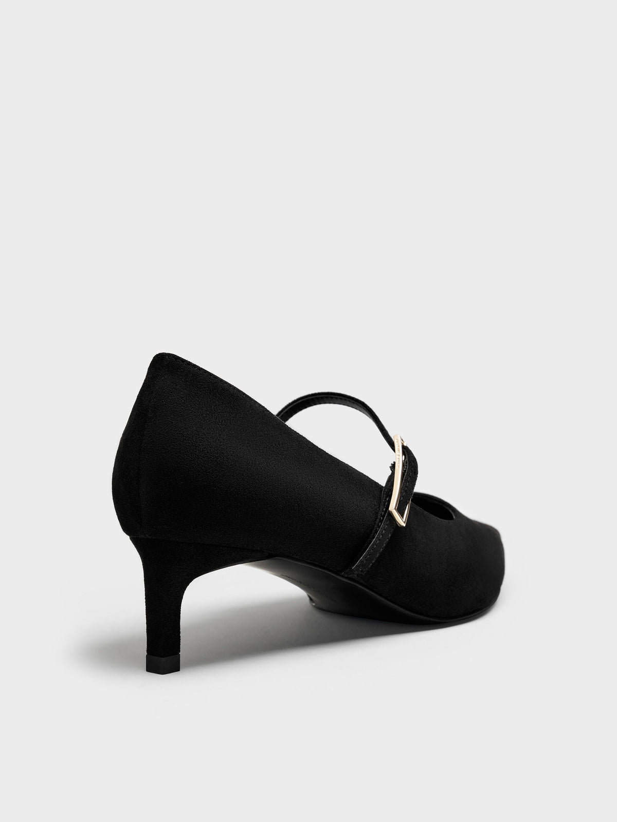 CHARLES & KEITH Premium | Luciana Faux Suede Mary Jane Pumps - Black Textured
