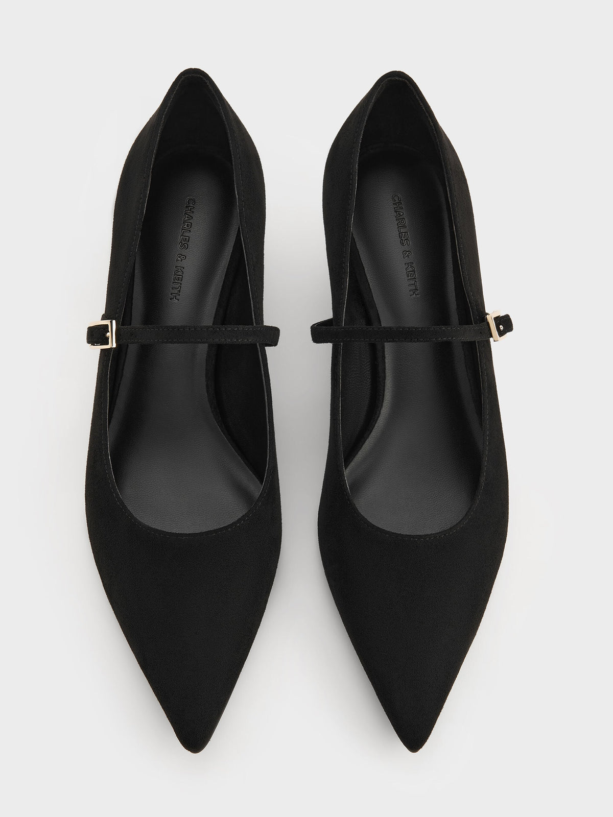 CHARLES & KEITH Premium | Luciana Faux Suede Mary Jane Pumps - Black Textured