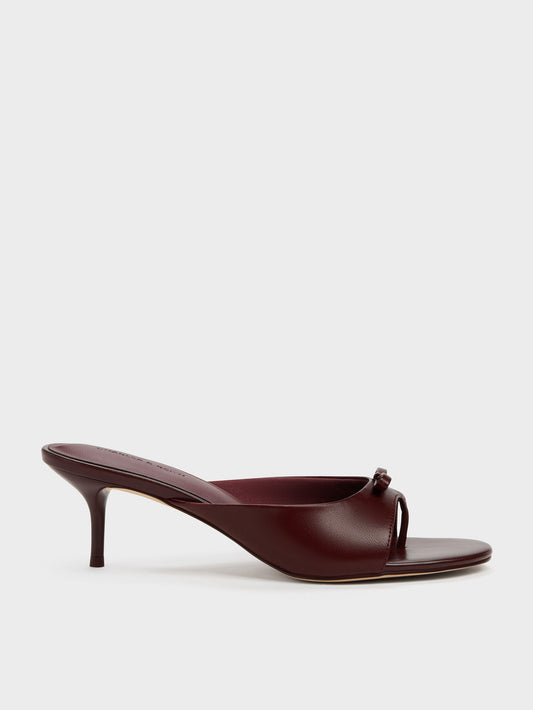 CHARLES & KEITH Everyday | Sonali Bow Heeled Thong Sandals - Burgundy