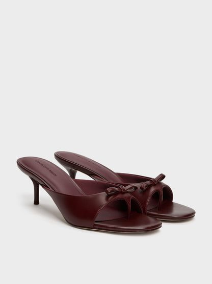 CHARLES & KEITH Everyday | Sonali Bow Heeled Thong Sandals - Burgundy