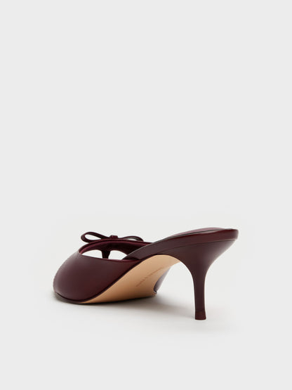 CHARLES & KEITH Everyday | Sonali Bow Heeled Thong Sandals - Burgundy