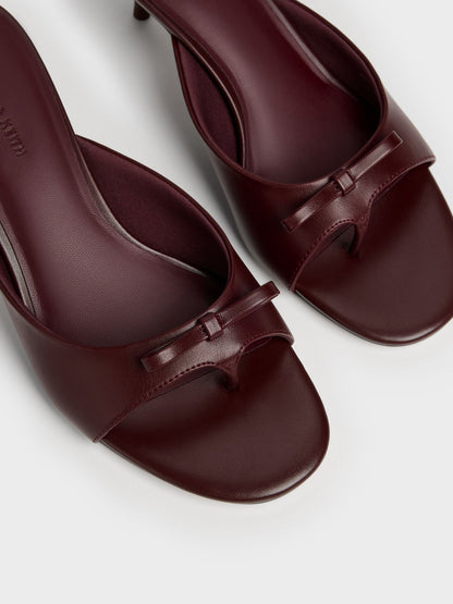 CHARLES & KEITH Everyday | Sonali Bow Heeled Thong Sandals - Burgundy