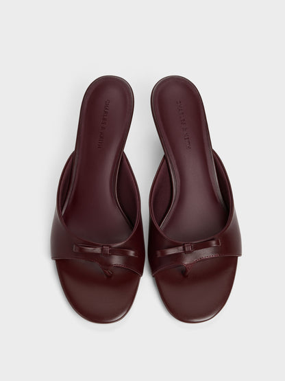 CHARLES & KEITH Everyday | Sonali Bow Heeled Thong Sandals - Burgundy