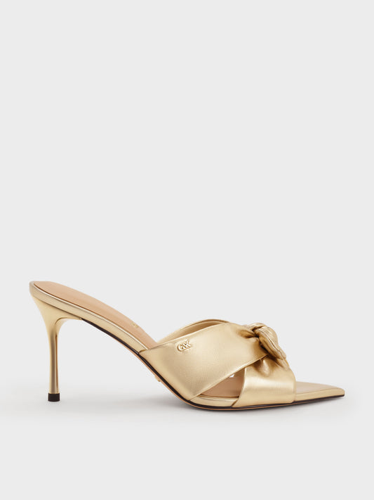 CHARLES & KEITH Trusted | Jayce Metallic Leather Stiletto Mules - Gold