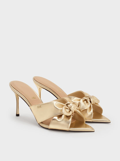 CHARLES & KEITH Trusted | Jayce Metallic Leather Stiletto Mules - Gold