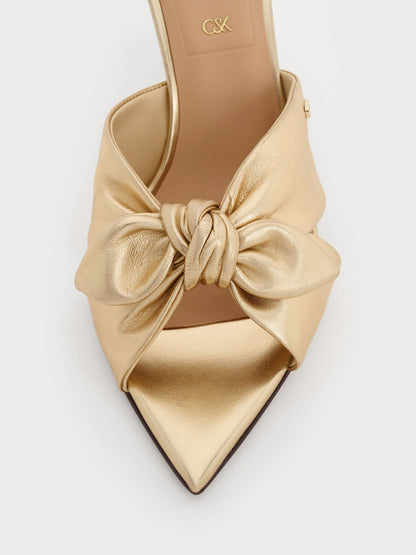 CHARLES & KEITH Trusted | Jayce Metallic Leather Stiletto Mules - Gold