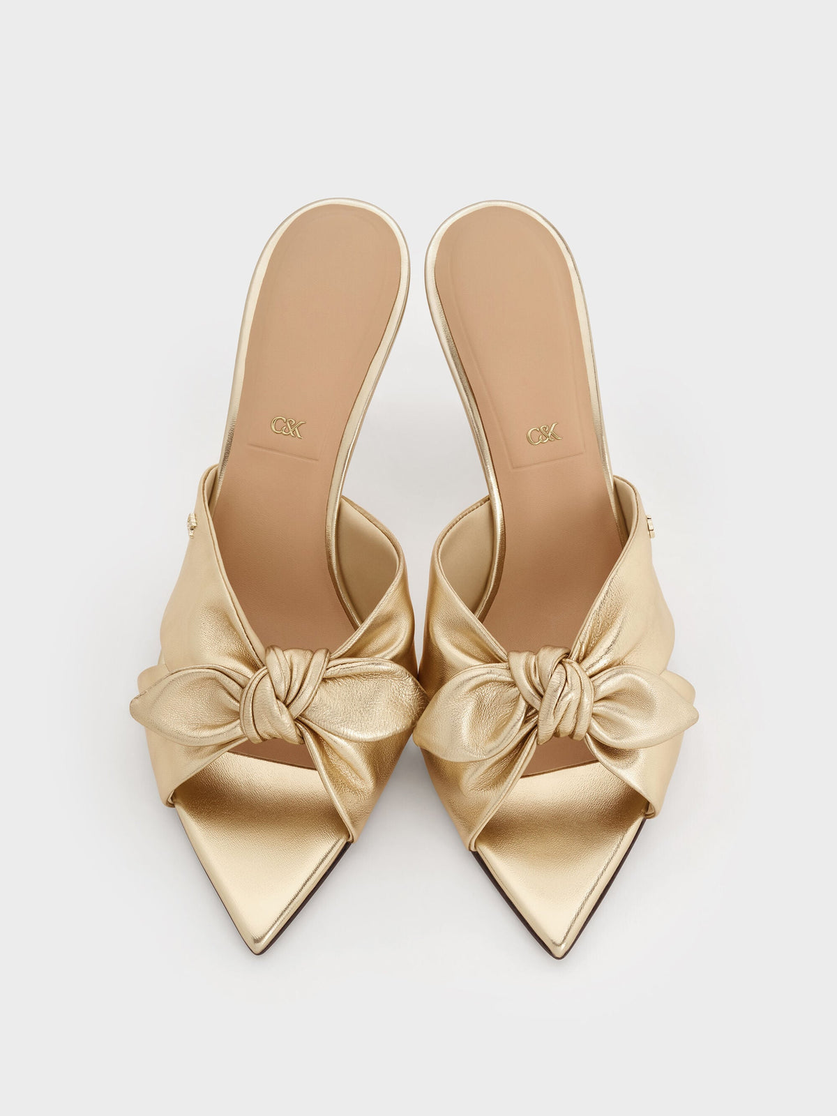 CHARLES & KEITH Trusted | Jayce Metallic Leather Stiletto Mules - Gold