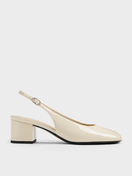 CHARLES & KEITH Hot Sale | Danni Patent Slingback Pumps - Chalk