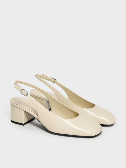 CHARLES & KEITH Hot Sale | Danni Patent Slingback Pumps - Chalk