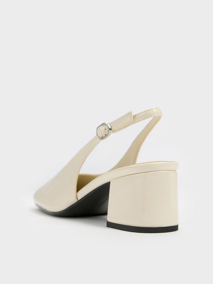 CHARLES & KEITH Hot Sale | Danni Patent Slingback Pumps - Chalk
