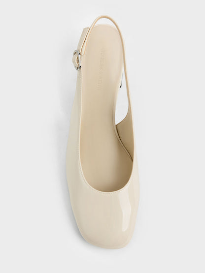 CHARLES & KEITH Hot Sale | Danni Patent Slingback Pumps - Chalk