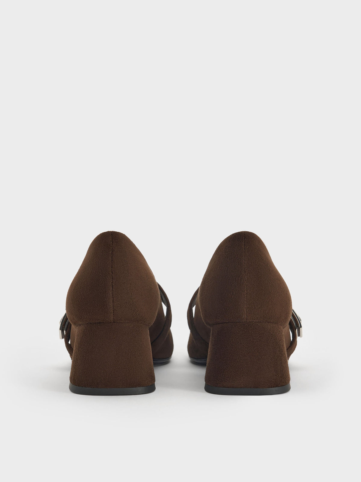 CHARLES & KEITH Popular | Lando Faux Suede Mary Jane Pumps - Dark Brown Textured