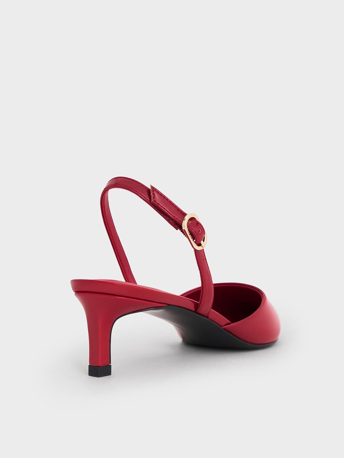 CHARLES & KEITH Top Pick | Patent Pointed Slingback Kitten Heels - Red