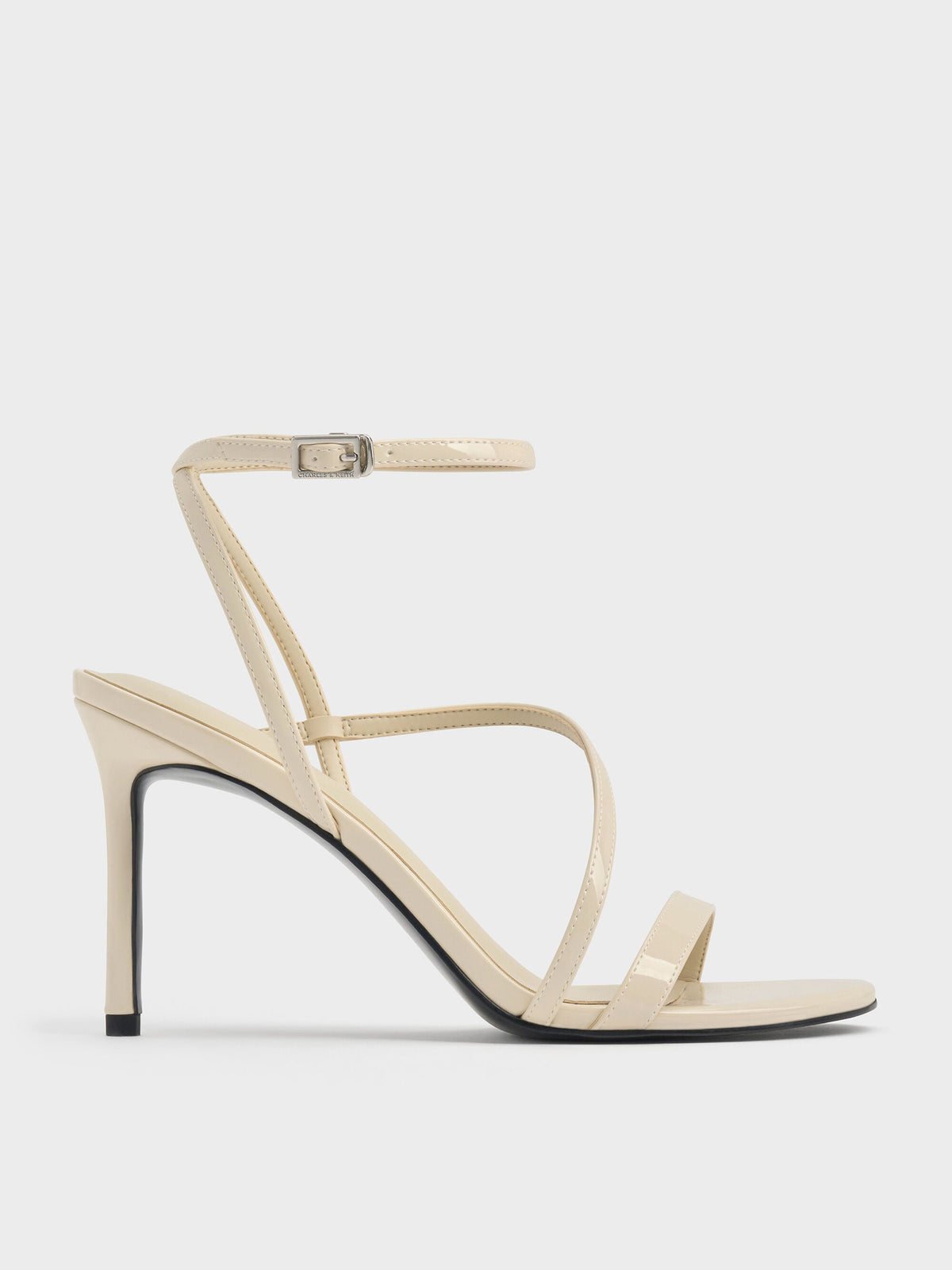 CHARLES & KEITH Value | Andricia Patent Strappy Stiletto Sandals - Chalk