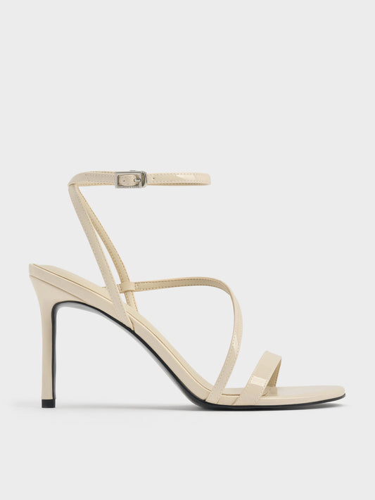 CHARLES & KEITH Value | Andricia Patent Strappy Stiletto Sandals - Chalk