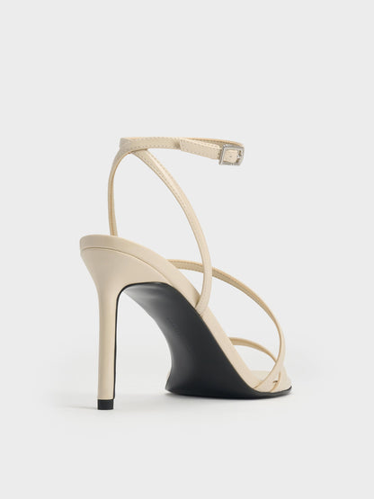 CHARLES & KEITH Value | Andricia Patent Strappy Stiletto Sandals - Chalk