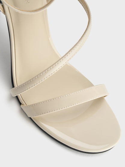 CHARLES & KEITH Value | Andricia Patent Strappy Stiletto Sandals - Chalk