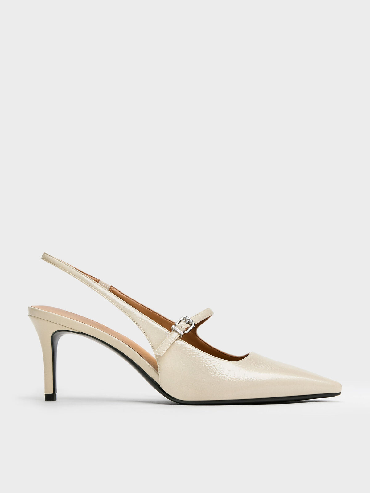 CHARLES & KEITH Classic | Pointed Slingback Mary Jane Pumps - Beige